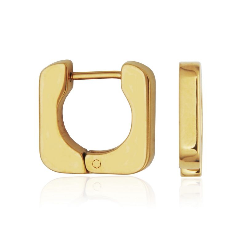 SteelX Earrings Stainless Steel - Gold Plated Square Huggies T2XH780200