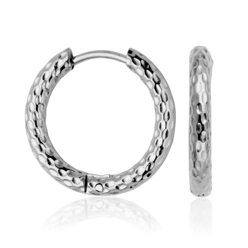 SteelX Earrings Stainless Steel - 19MM Textured Hoop T2XH300120
