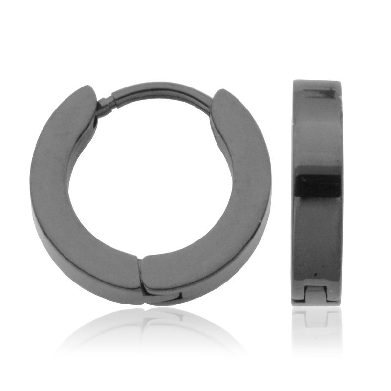 SteelX Earrings Stainless Steel - 10MM Black Plated Huggies T2X9830410
