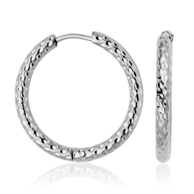 SteelX Earrings Stainless Steel - 25MM Textured Hoop T2XH300125