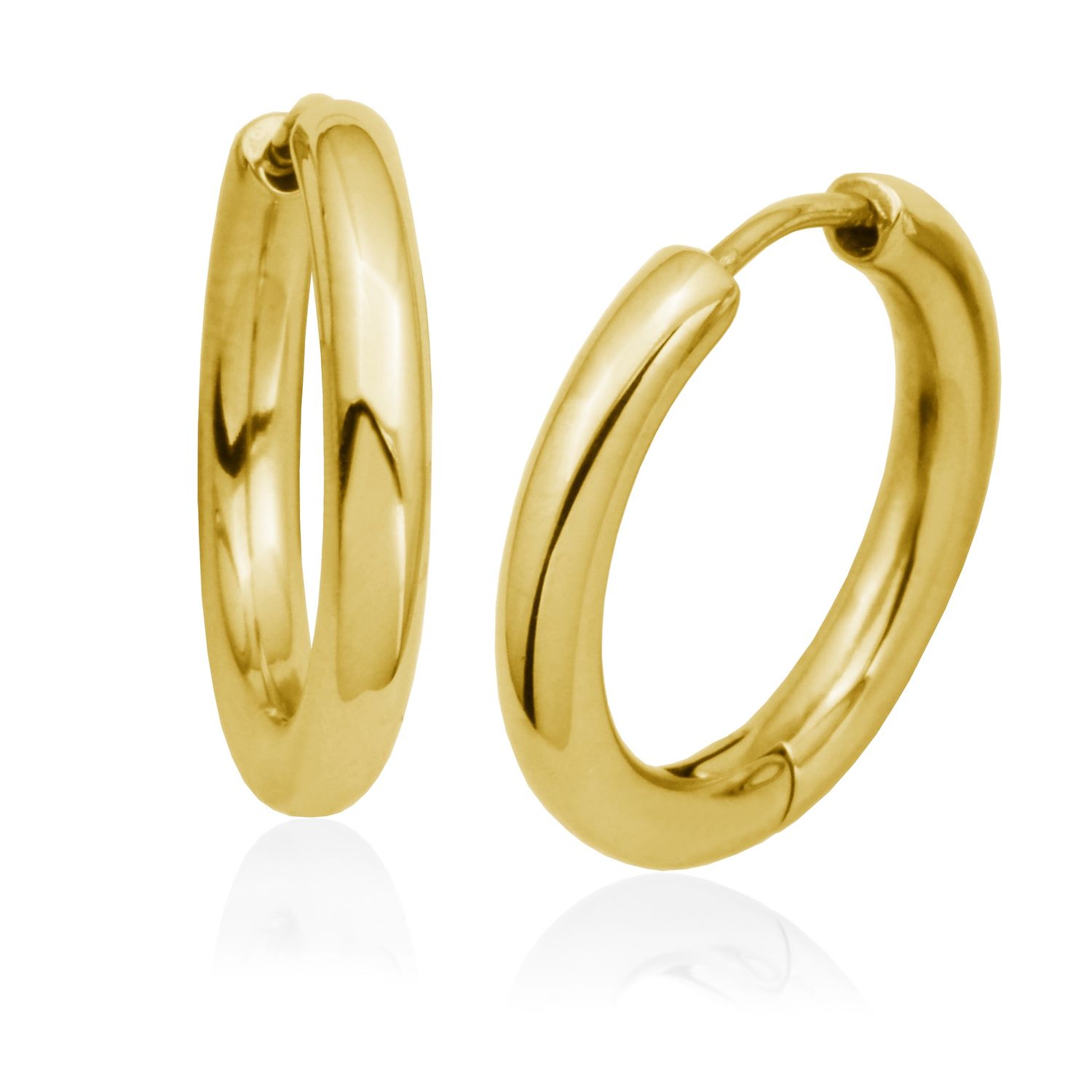 SteelX Earrings Stainless Steel - 20MM Gold Plated Polished Huggies T2XE120215