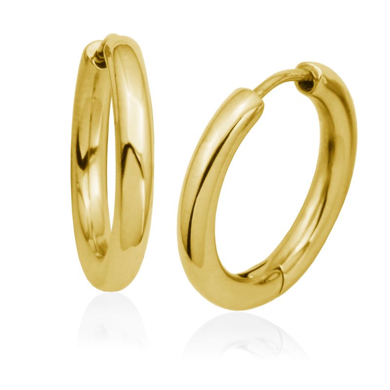 SteelX Earrings Stainless Steel - 20MM Gold Plated Polished Huggies T2XE120215