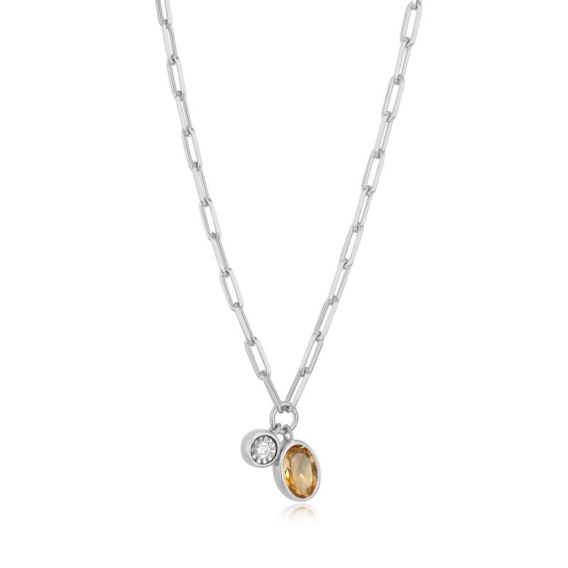 Monte Luna Citrine &amp; Lab Diamond .02TW Sterling Silver Necklace R0ADBR1544