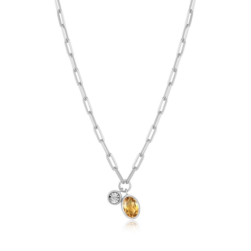 Monte Luna Citrine &amp; Lab Diamond .02TW Sterling Silver Necklace R0ADBR1544