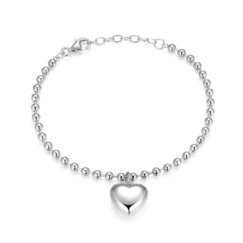 Reign Sterling Silver Puff Heart Charm Bead Bracelet R1AD26A04Q