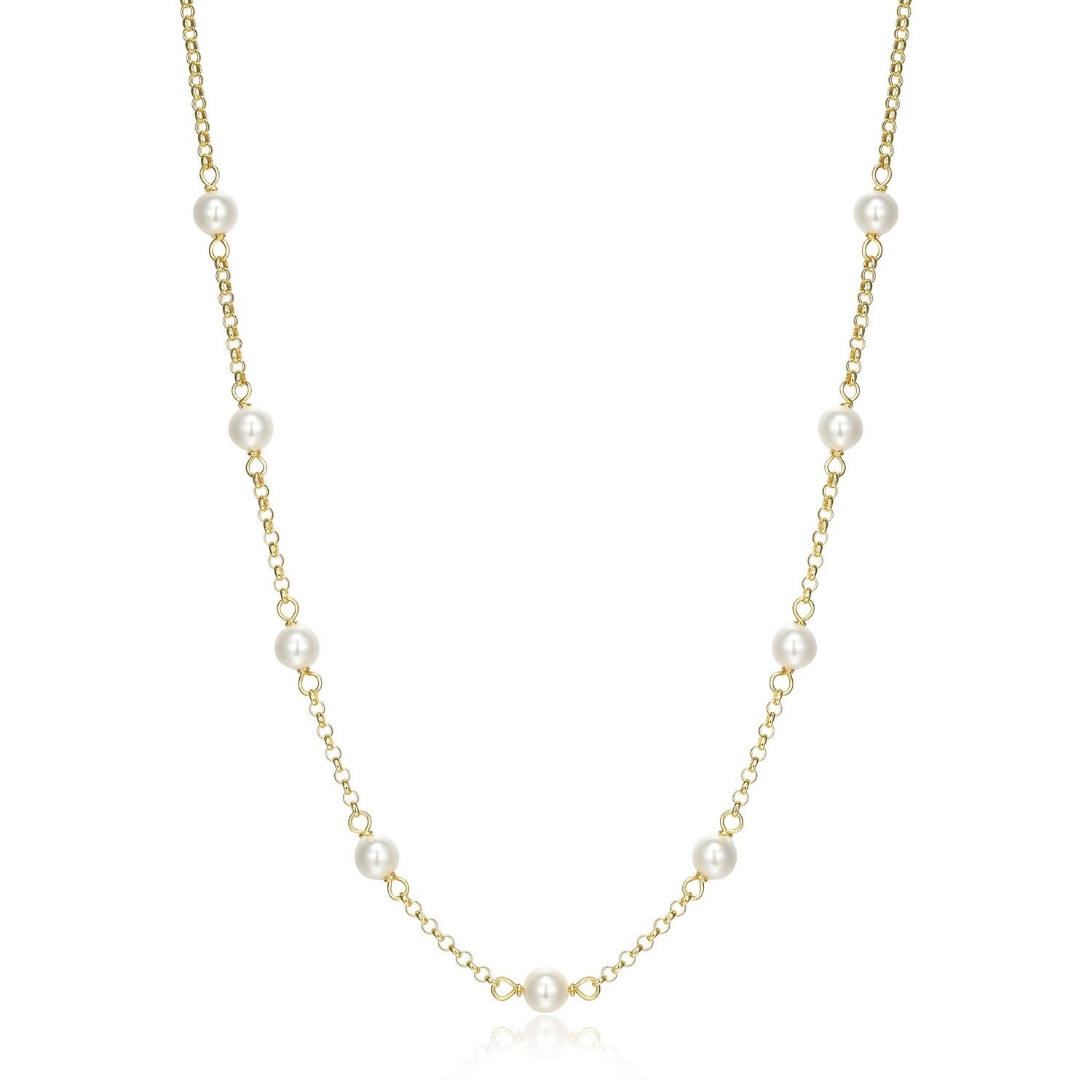 Reign Sterling Gold Plated Pearl Necklace 30ACL7BG12