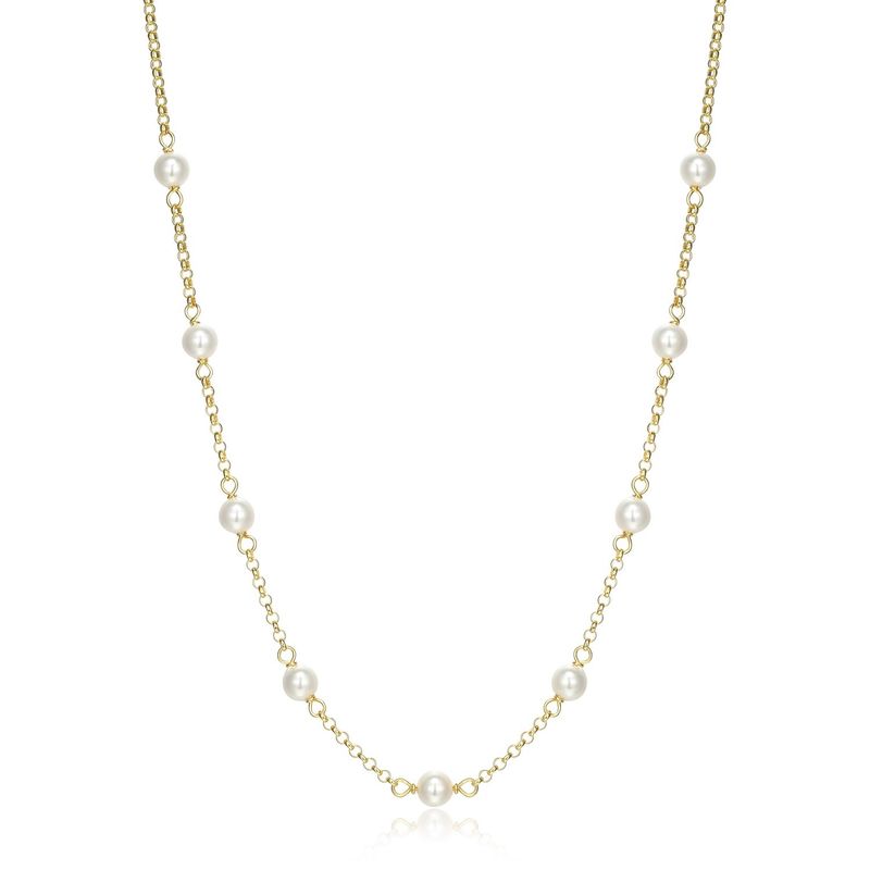 Reign Sterling Gold Plated Pearl Necklace 30ACL7BG12