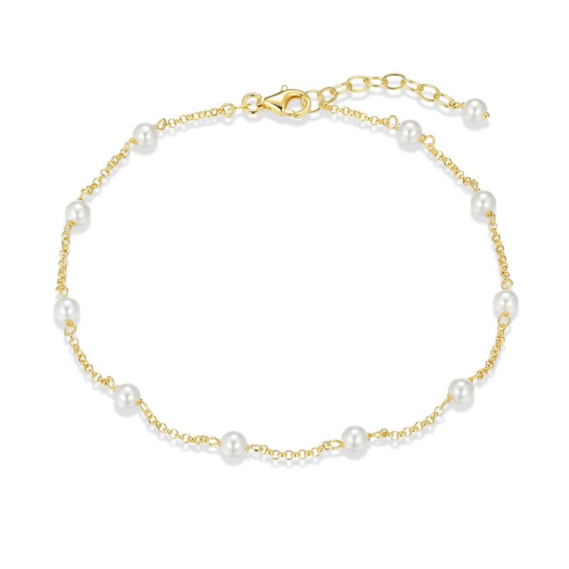 Reign Sterling Gold Plated Pearl Anklet 31ACY9BG48