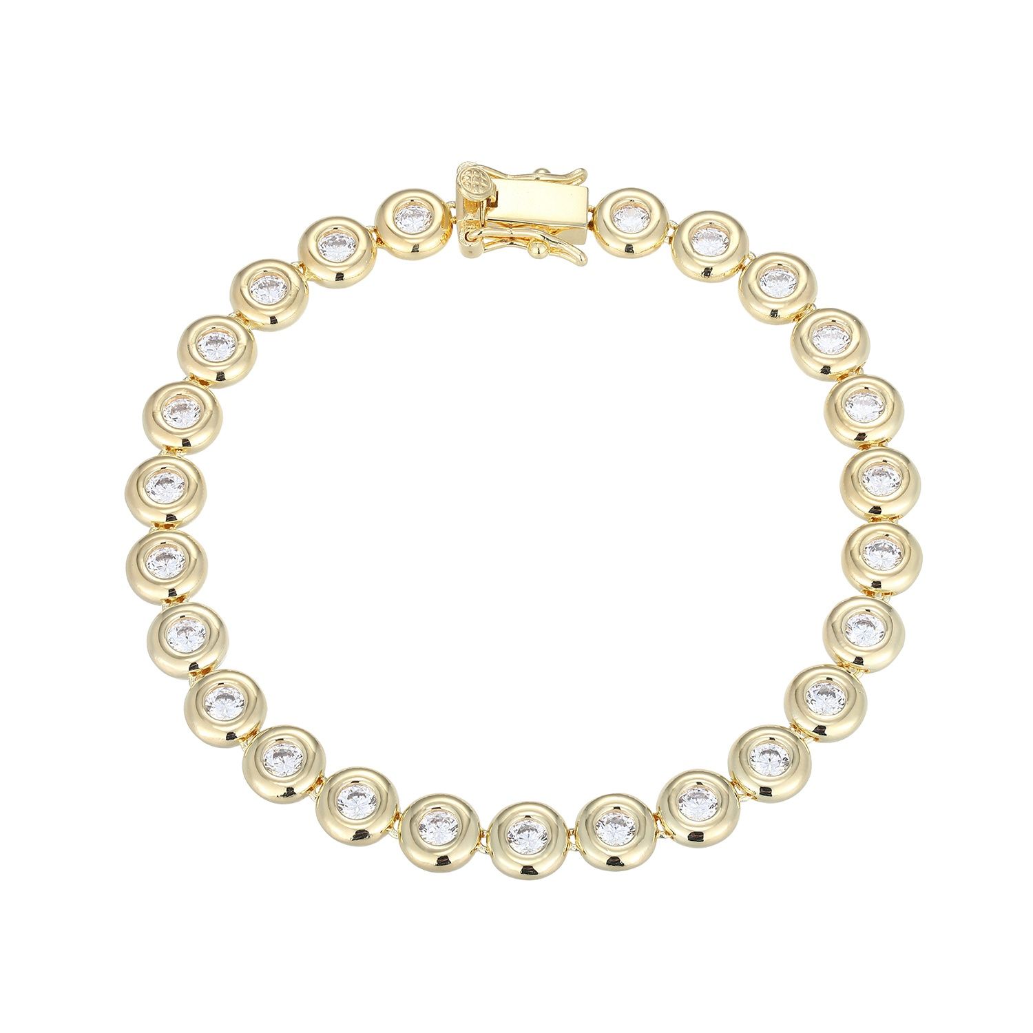 Reign Sterling Gold Plated Cubic Zirconia Bezel Bracelet 31ADF6000R