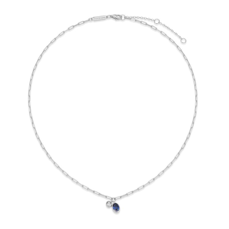 Monte Luna Sapphire &amp; Lab Diamond .02TW Sterling Silver Necklace