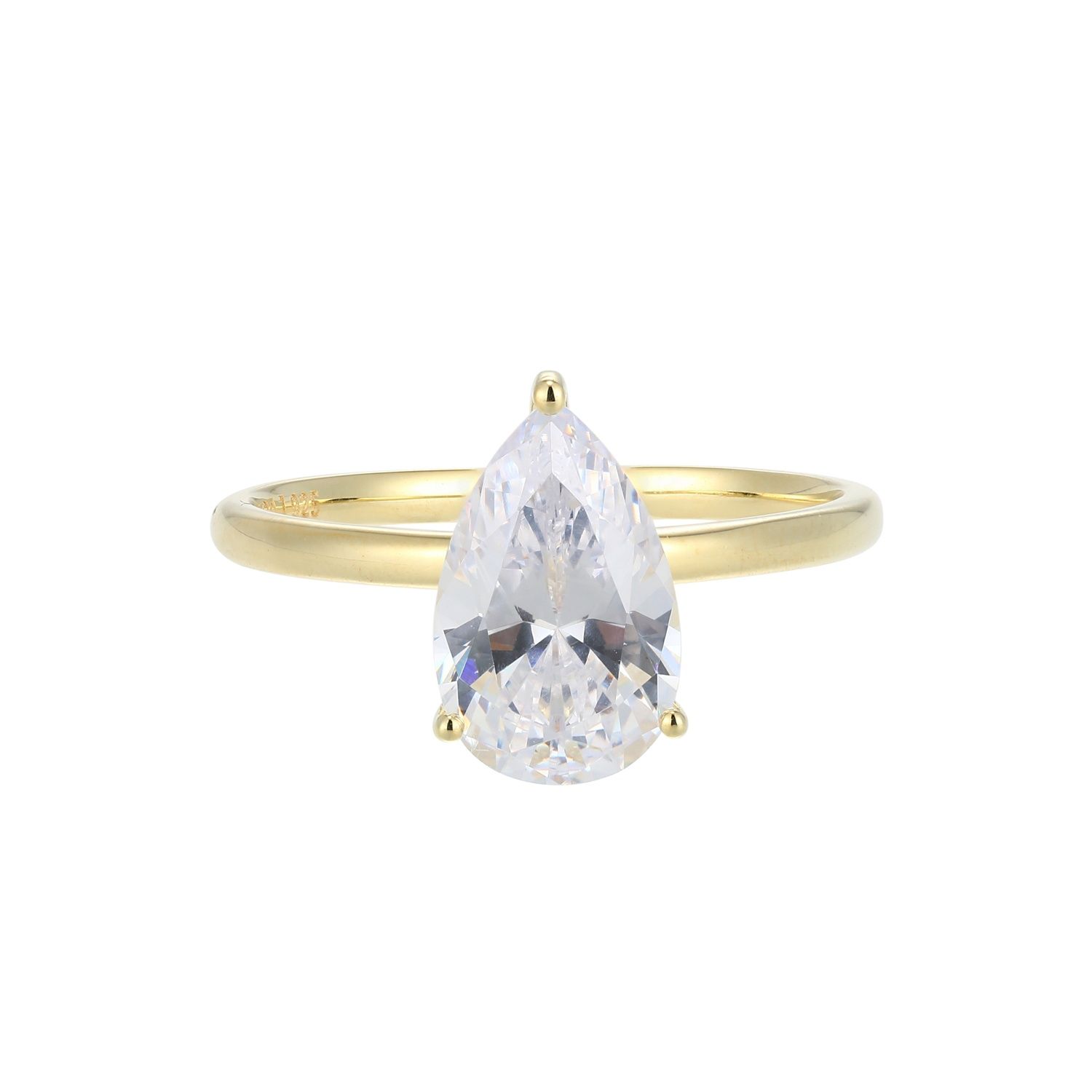 Reign Sterling Gold Plated Ring With Pear Cubic Zirconia 34ASPX00AC
