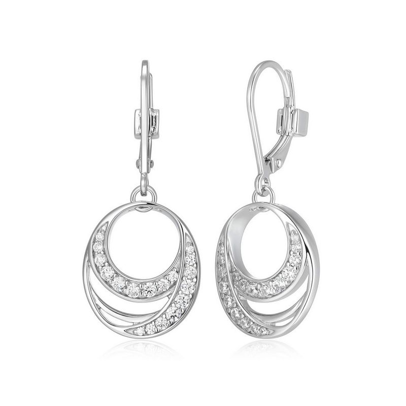 ELLE Sterling Silver Cubic Zirconia Oval Double Swirl Earrings R2LCUQ0003
