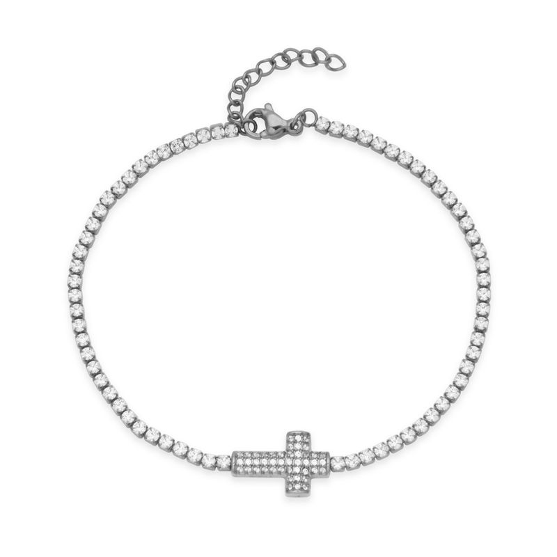 SteelX Bracelet Stainless Steel Tennis with Cross Cubic Zirconia T1XH860175
