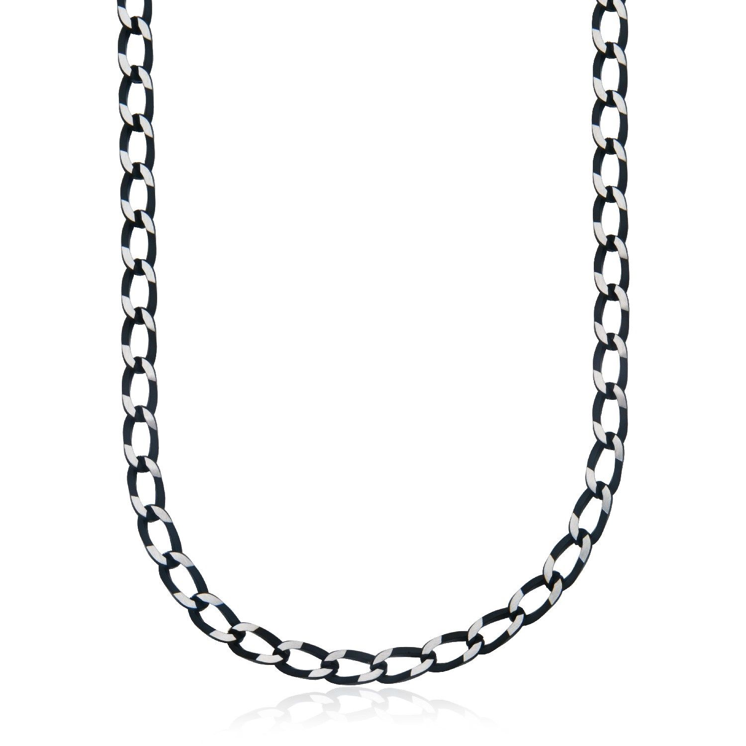 SteelX Chain Stainless Steel - Black Two Tone Curb T0XH370424