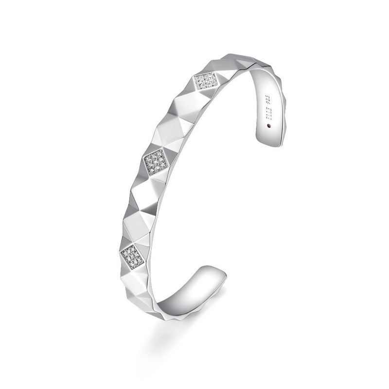 ELLE Sterling Silver Cubic Zirconia Cuff Bangle R1LAPC00EQ Captivate