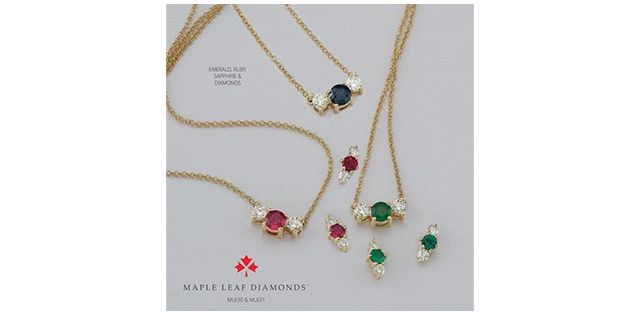 Maple Leaf 14KY .16TW  Ruby &amp; Diamond Earrings EE4146