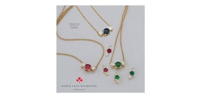 Maple Leaf 14KY .18TW Ruby &amp; Diamond Necklace P2239