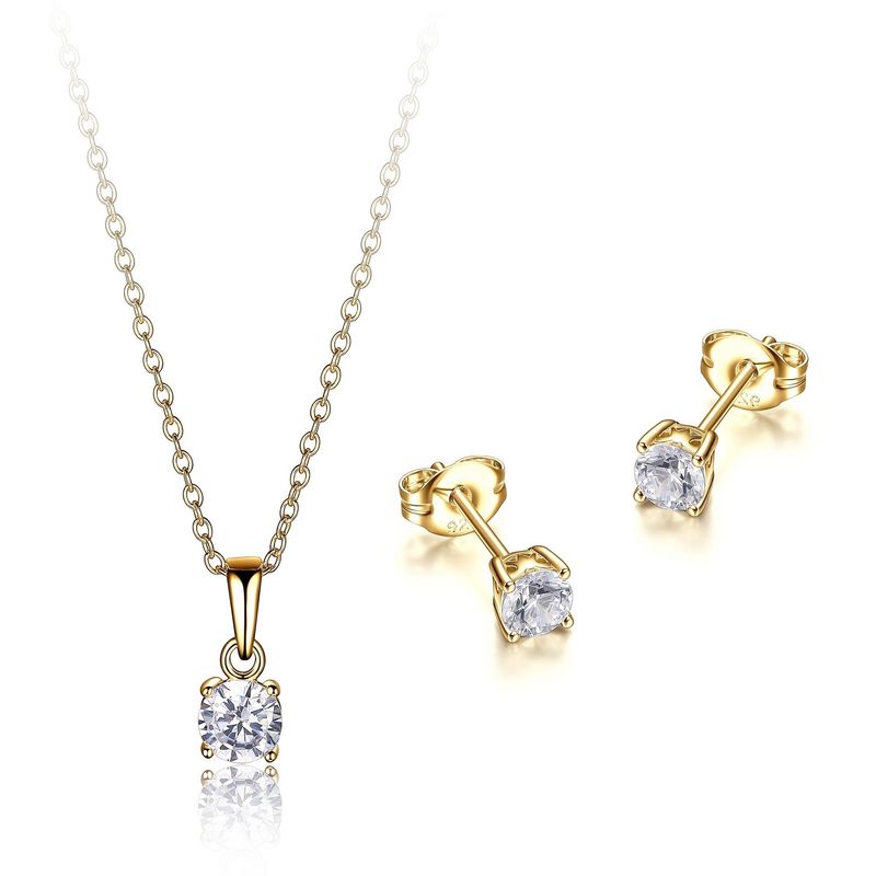 Reign Sterling Silver Gold Plated Necklace Earring Set  39SET00278