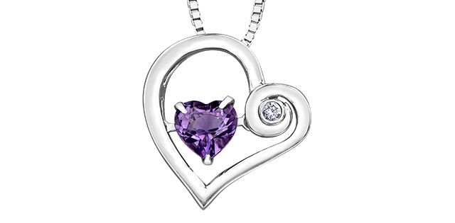 Pulse Amethyst and Diamond .01TW Sterling Silver Necklace PP4221