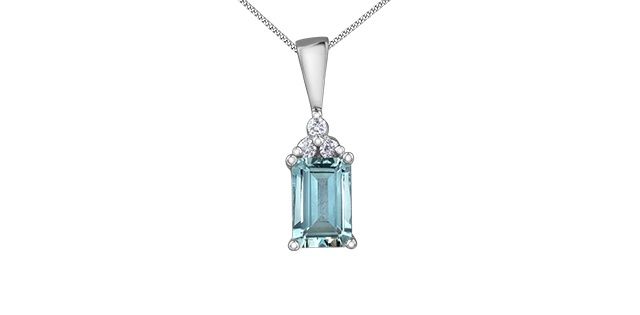 Corona Aquamarine and Diamond 10KY .03TW Necklace PP4510