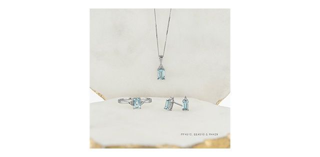 Corona Aquamarine and Diamond 10KY .03TW Necklace PP4510