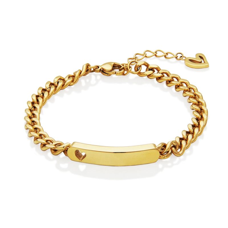 SteelX Bracelet Stainless Steel - Gold Plated ID with Heart T1XJ940265