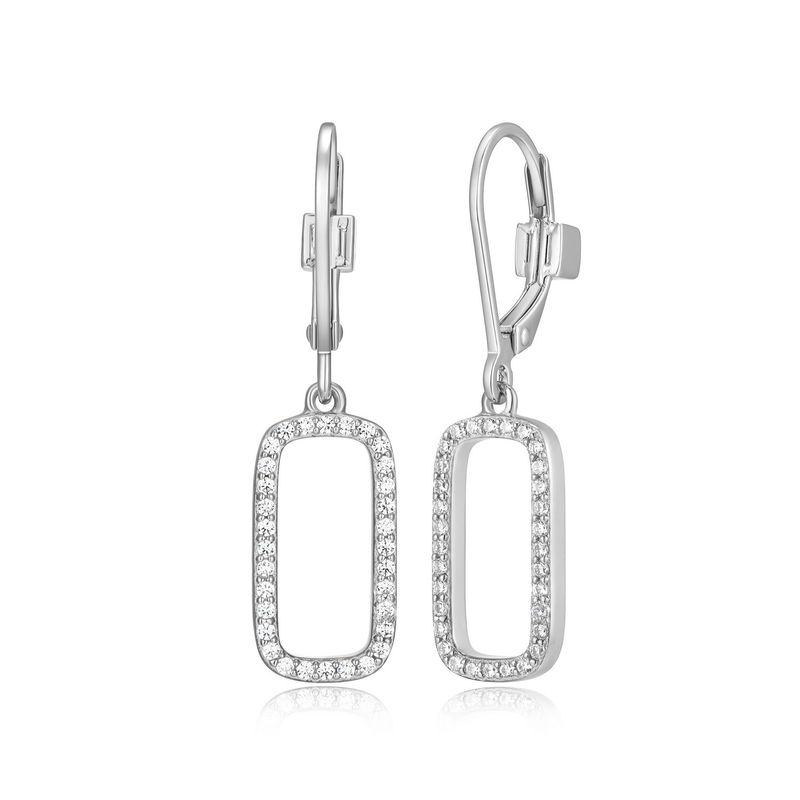ELLE Sterling Silver Allure Earrings Rectangle Cubic Zirconia R2LCU30003