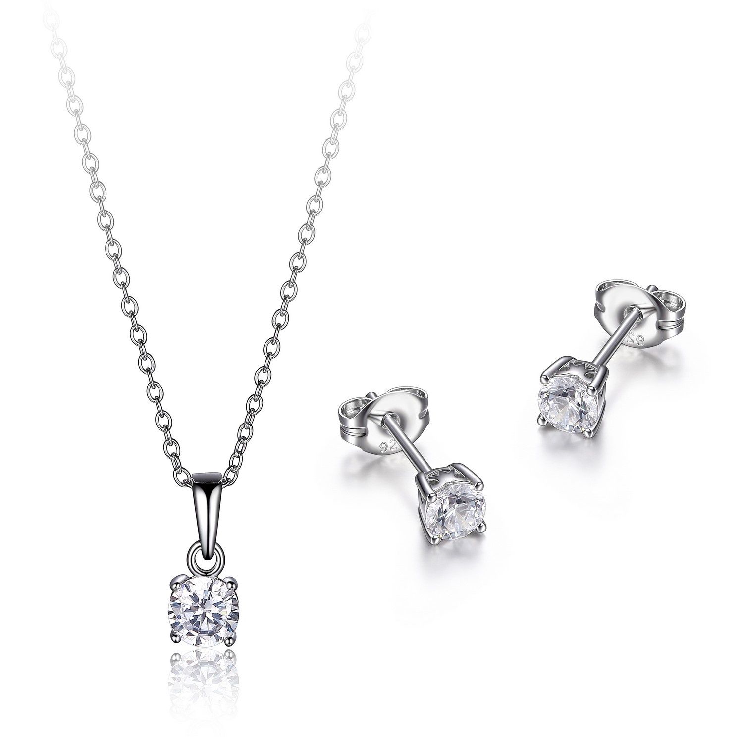 Reign Sterling Silver Cubic Zirconia Necklace Earring Set R9SET00277
