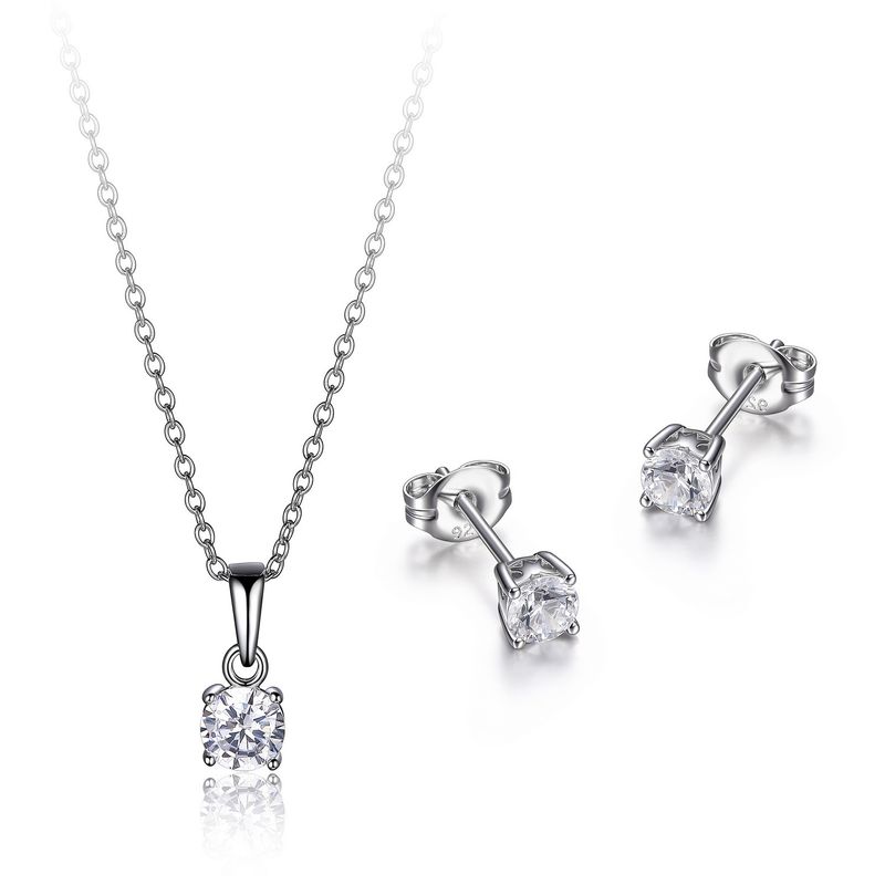 Reign Sterling Silver Cubic Zirconia Necklace Earring Set R9SET00277