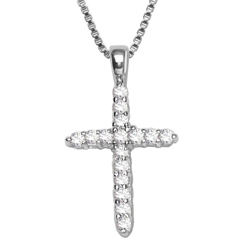 ELLE  Sterling Silver Cubi Zirconia Cross Necklace 63L0080032