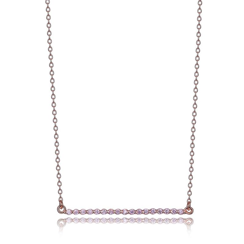 ELLE Rose Gold Plated Sterling Silver Cubic Zirconia Bar Necklace 30LB4R0648 Rodeo Drive
