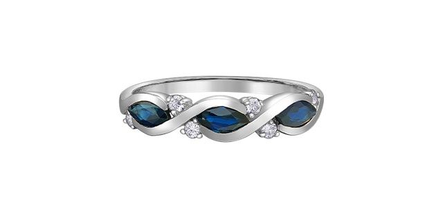 Corona Sapphire &amp; Diamond 10KW .09TW Gemstone Ring RL54169