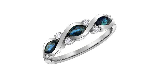 Corona Sapphire &amp; Diamond 10KW .09TW Gemstone Ring RL54169