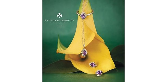 Maple Leaf 10KYW .44TW Amethyst &amp; Diamond Necklace PP4877
