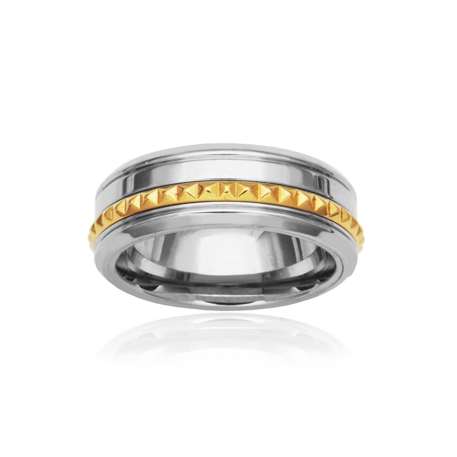 SteelX IP Gold Plated Embossed Pyramid Ring T4XK010190