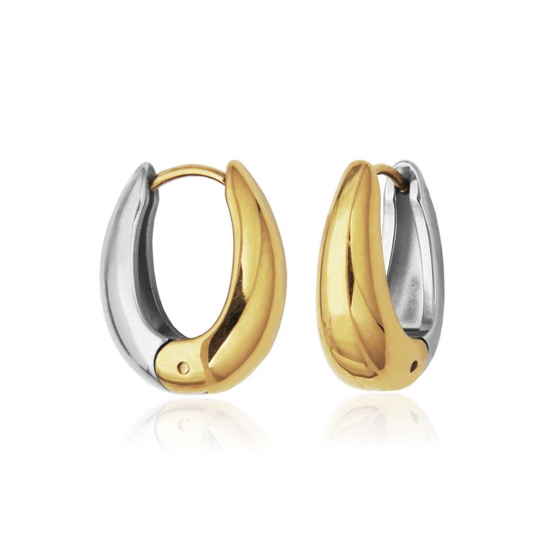 SteelX Gold 2-Tone Reversable Oval Huggie Hoops T2XJ840200