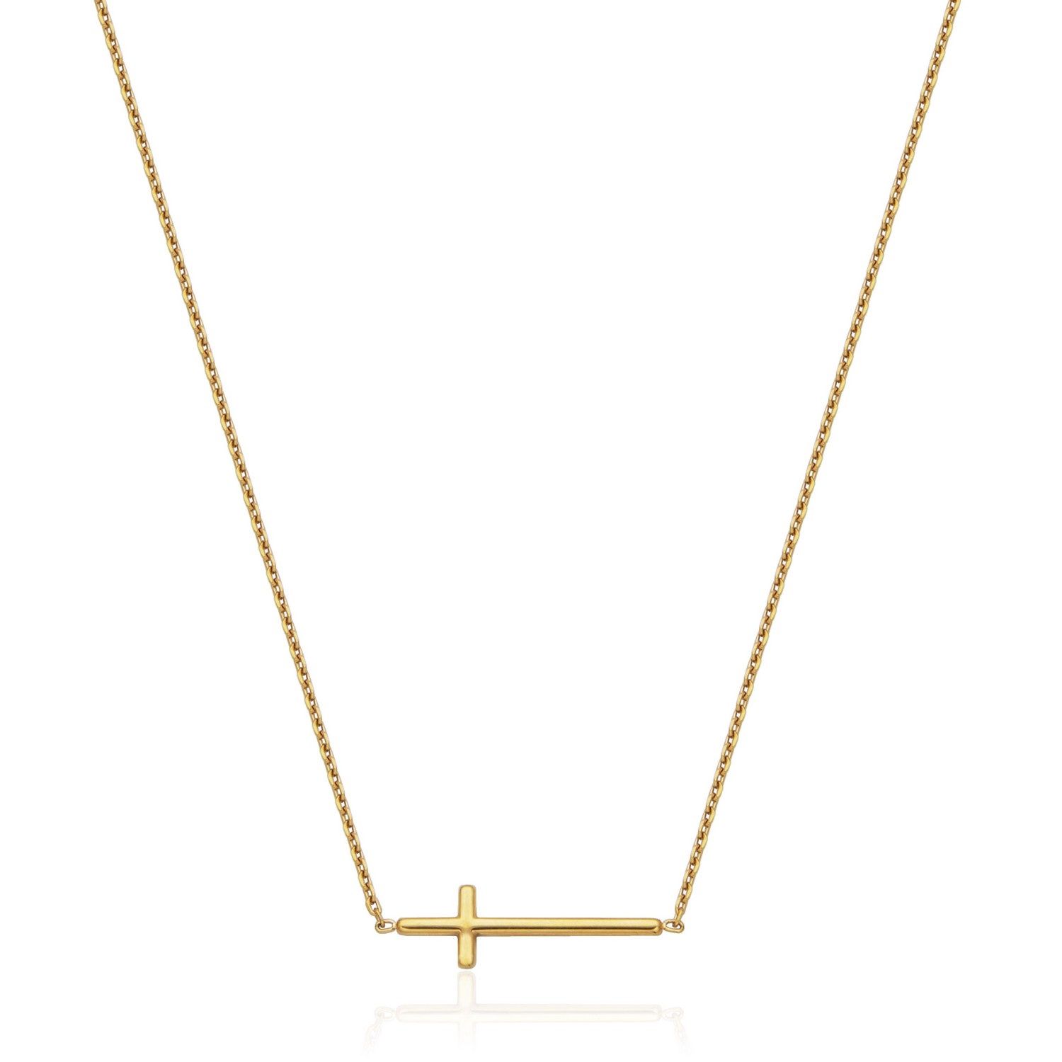 SteelX Stainless Gold Plated Side Cross Necklace T0XJ870216