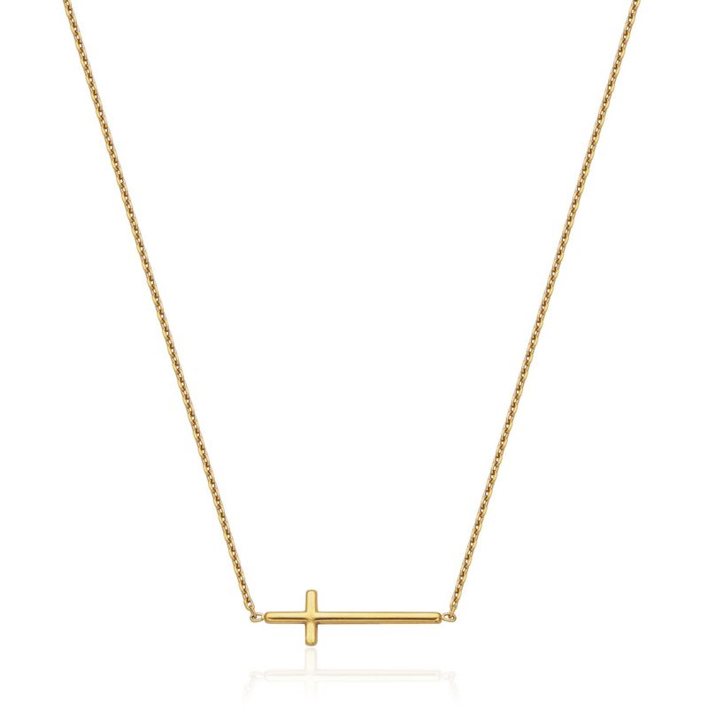 SteelX Stainless Gold Plated Side Cross Necklace T0XJ870216