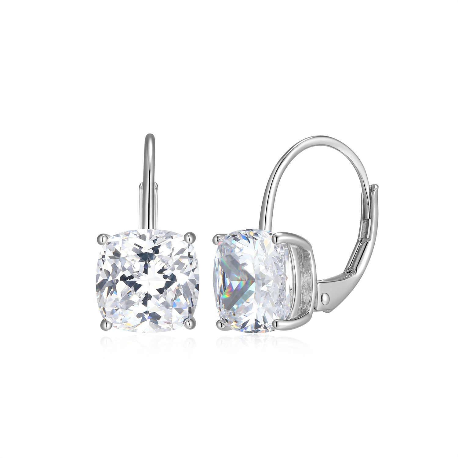 Reign Sterling Earrings Cushion Lever Back Zirconia R2AS50006G