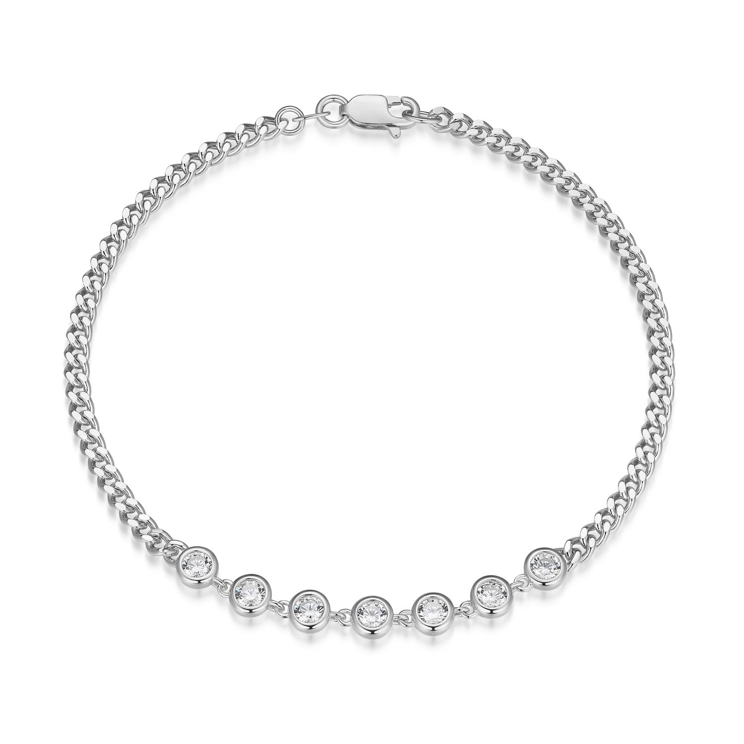 Reign Sterling Silver CZ Bezel Curb Bracelet R1ADQW0021