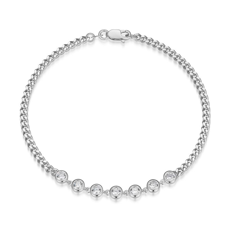 Reign Sterling Silver CZ Bezel Curb Bracelet R1ADQW0021