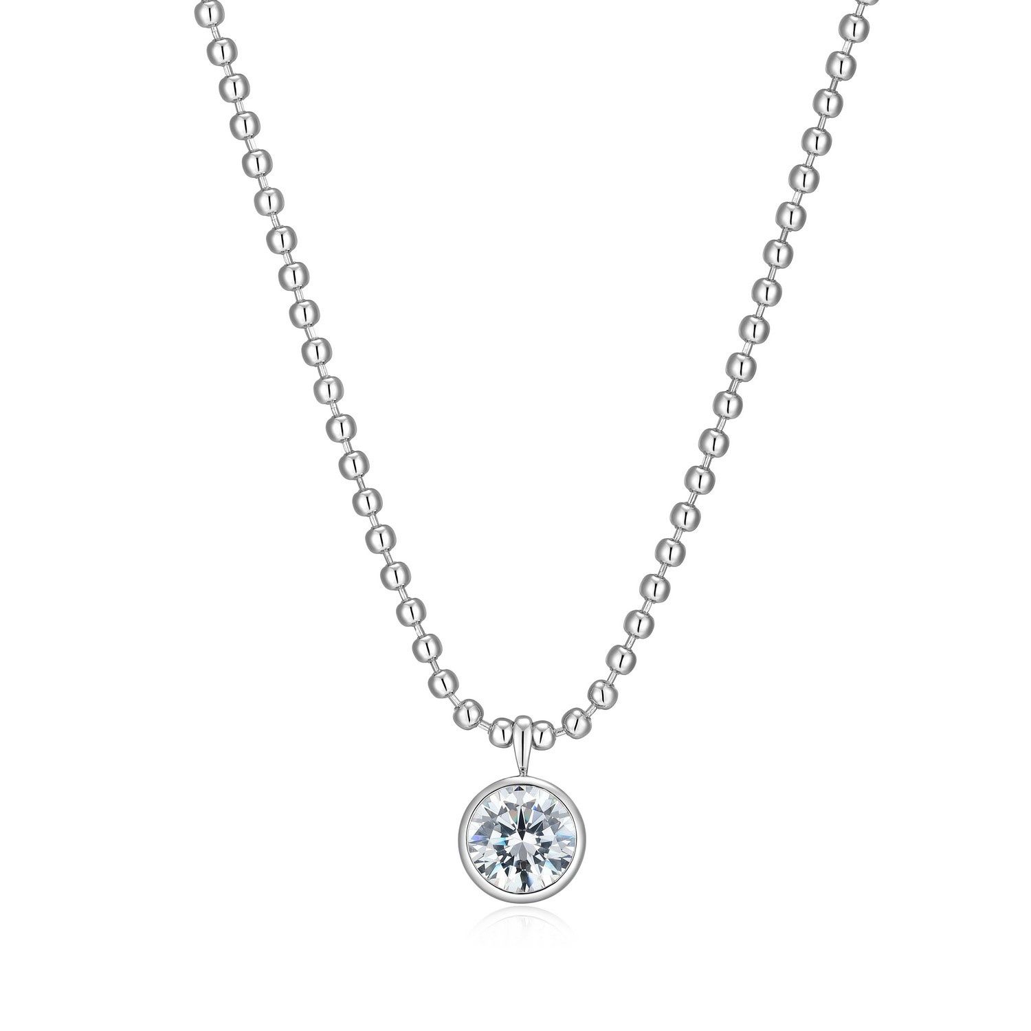 Reign Sterling Necklace With Bead Chain Zirconia R0ADX00046