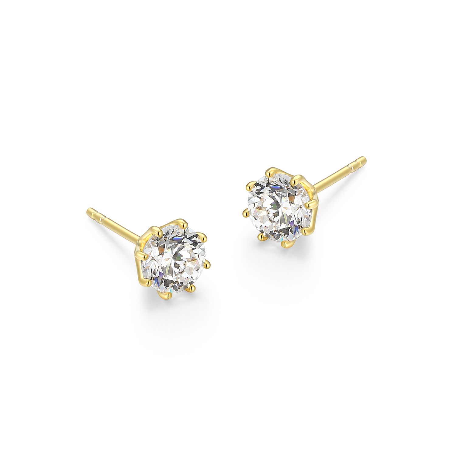 Reign Sterling Gold Plated Stud Zirconia Earrings 32AWXG008Q