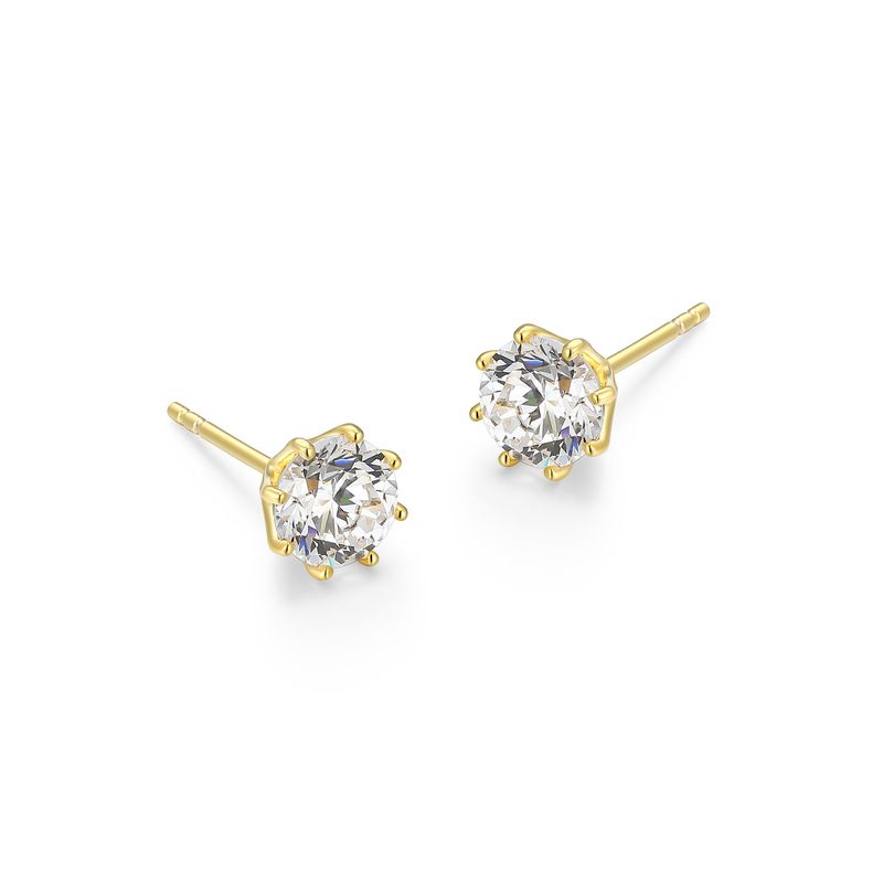 Reign Sterling Gold Plated Stud Zirconia Earrings 32AWXG008Q
