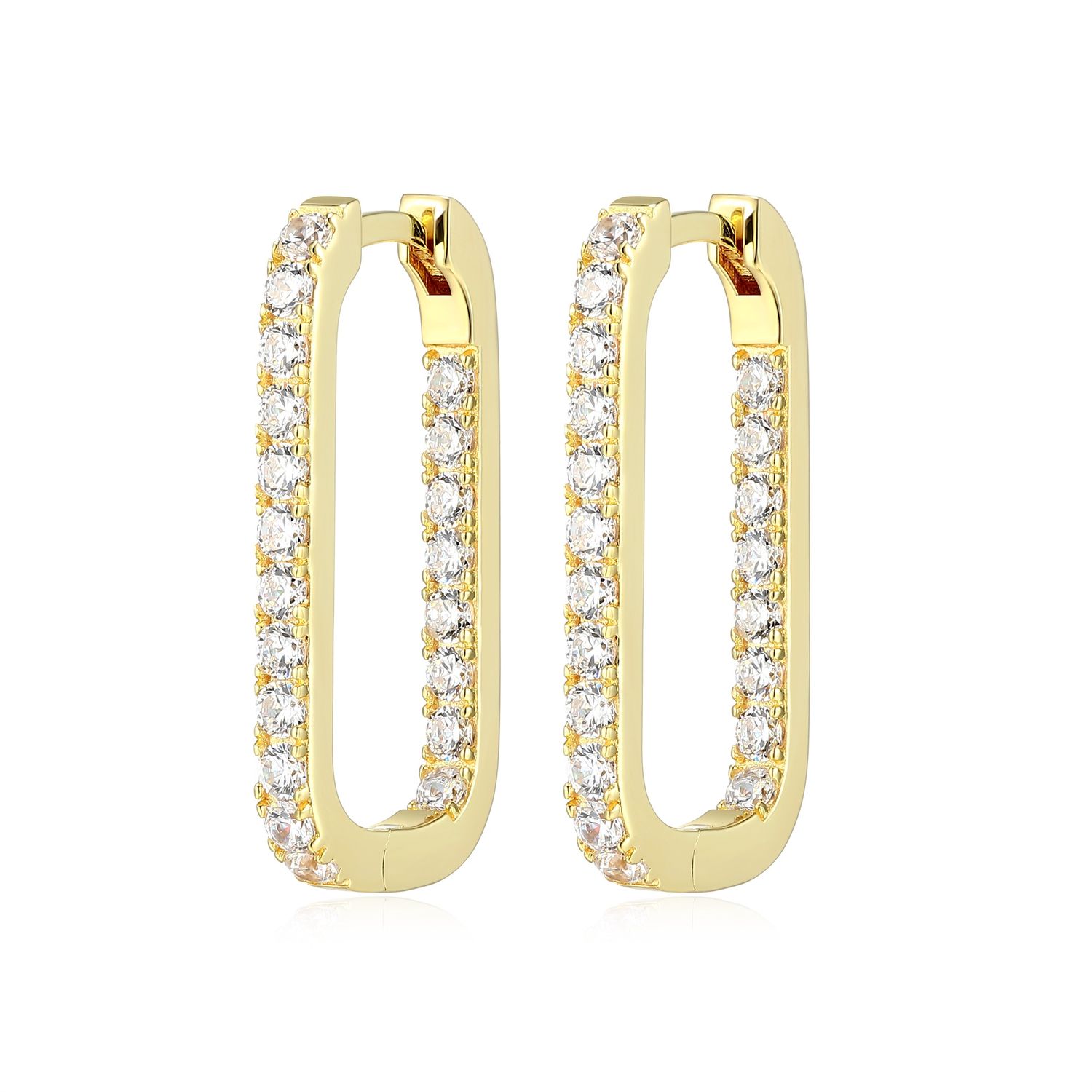 Reign Sterling Gold Plated Retangle Earrings With Zirconia 32AV63000N