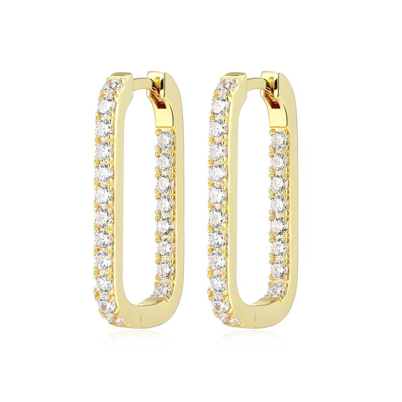 Reign Sterling Gold Plated Retangle Earrings With Zirconia 32AV63000N