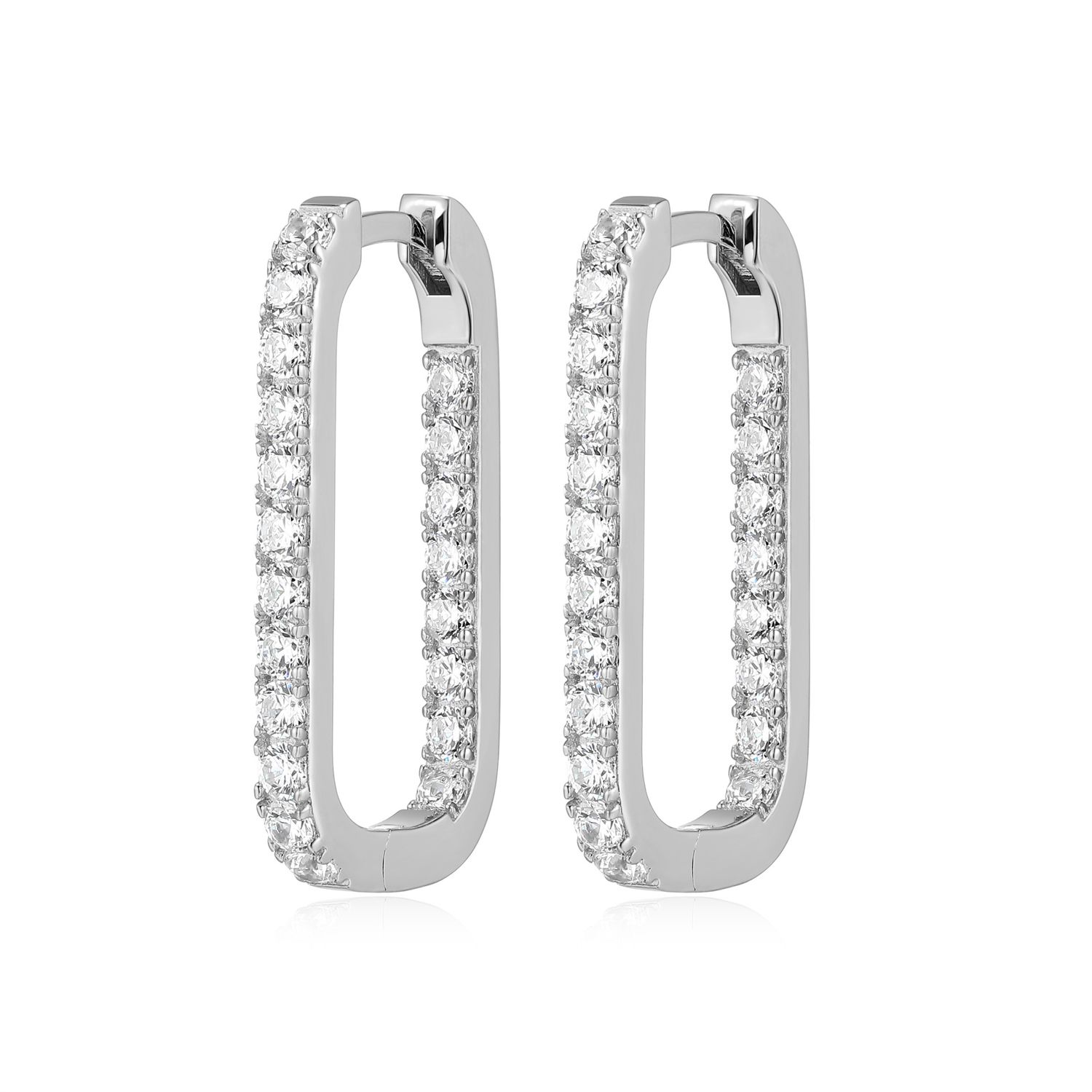Reign Sterling CZ Elongated Hoop Earrings R2AV63000N