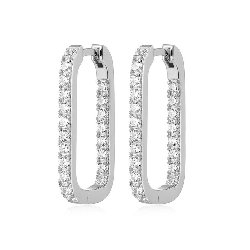 Reign Sterling CZ Elongated Hoop Earrings R2AV63000N