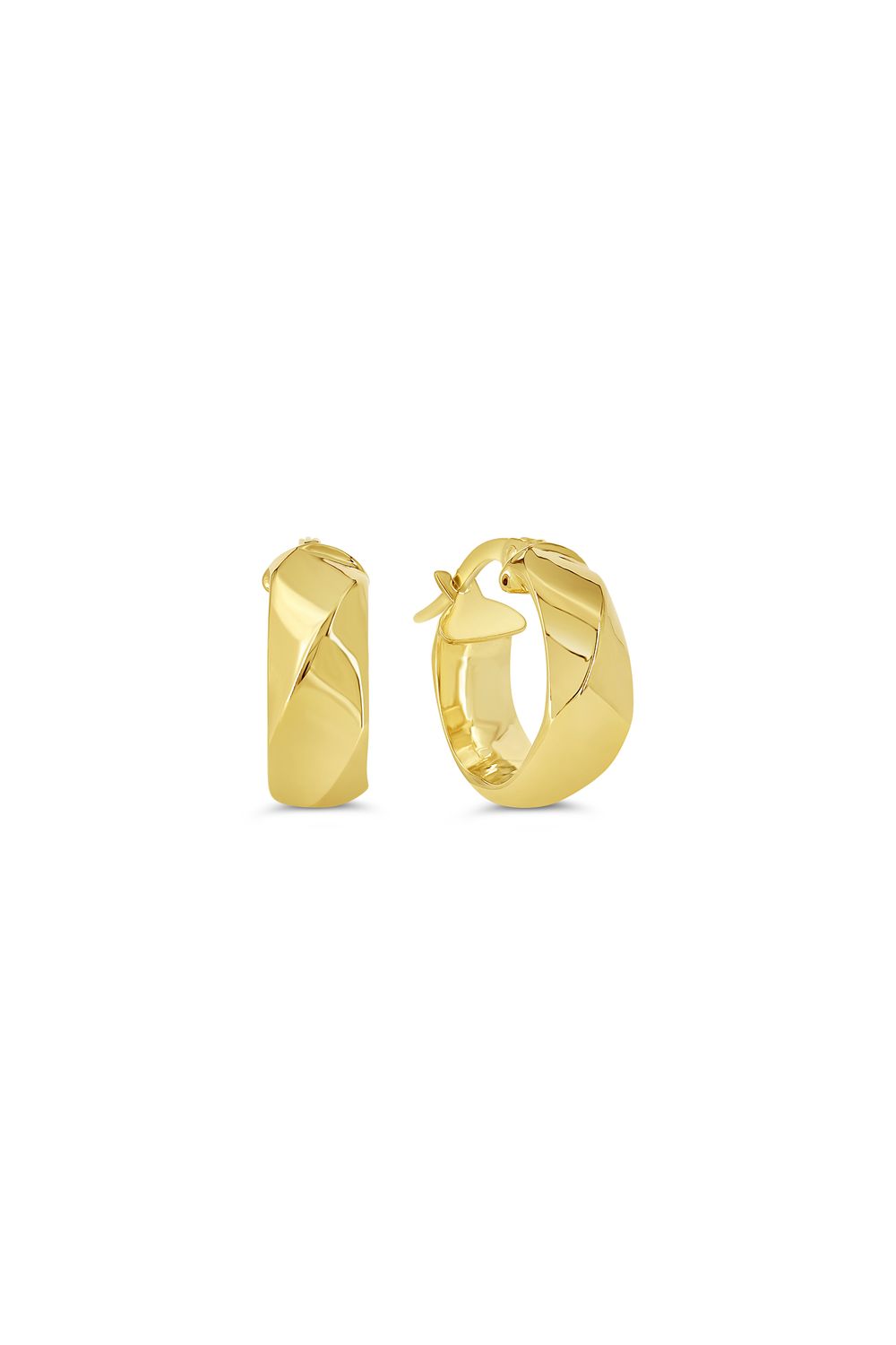 Bella Earrings 10KY Hollow Faceted Hoop  1007I