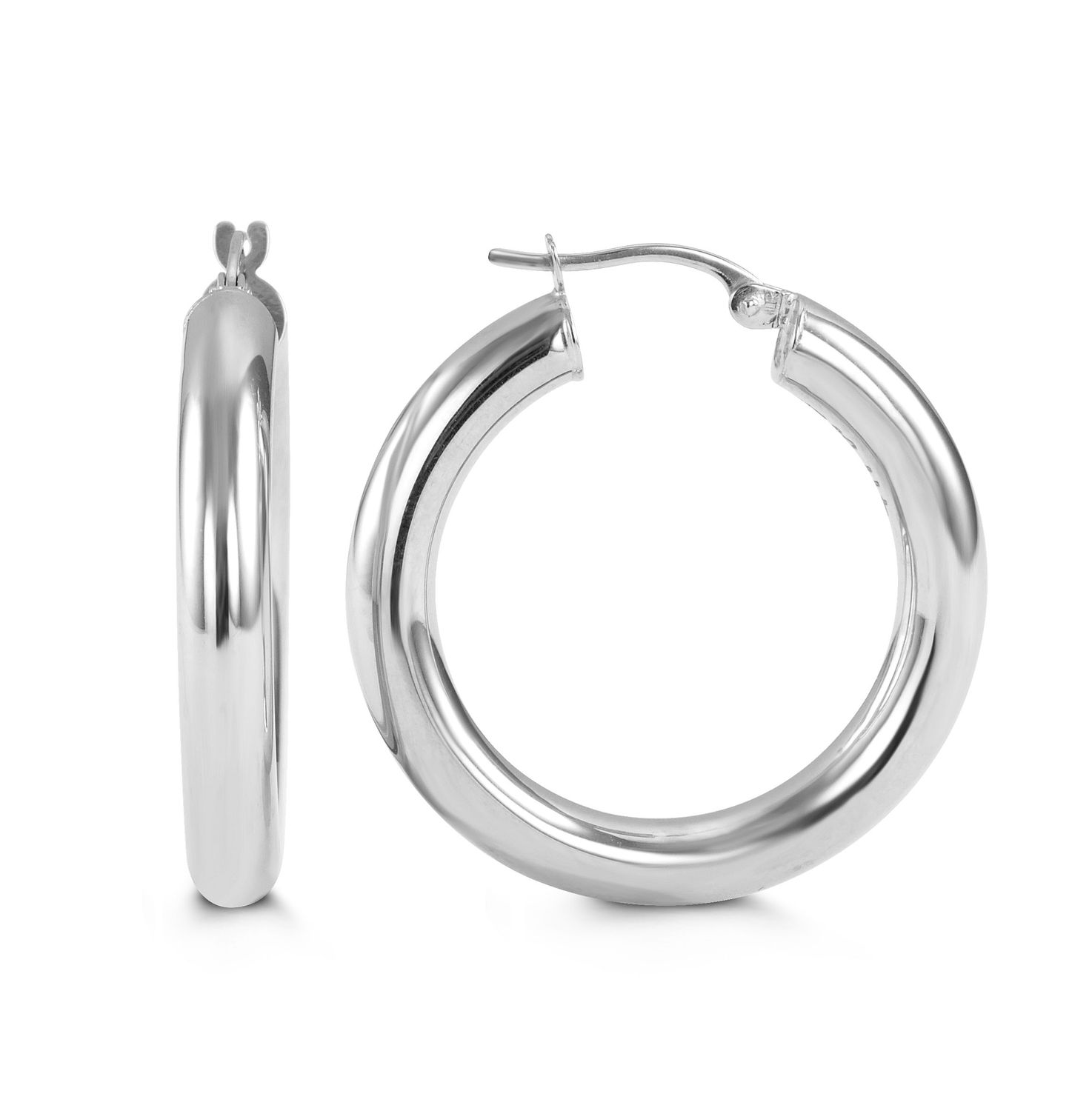 Bella Earrings 10KW 4mm Large Tube Hoop 1198
